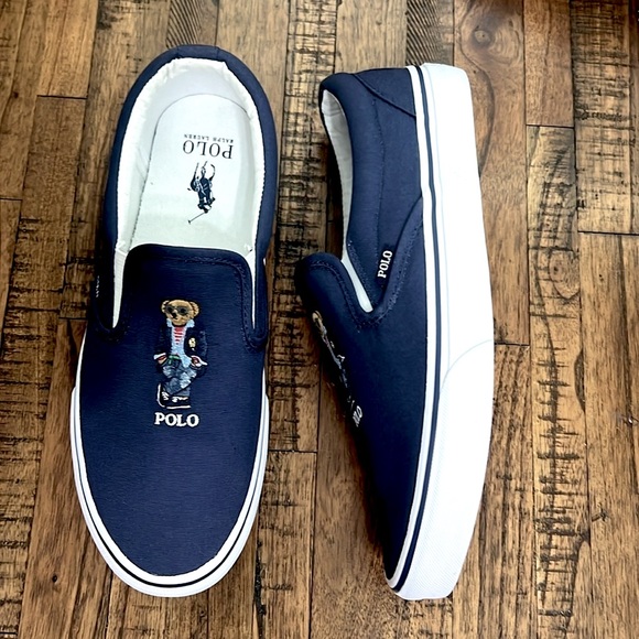 Polo Ralph Lauren Other - Polo by Ralph Lauren Sneakers Navy Keaton slip Regatta Bear Embroidered 9.5 NWT